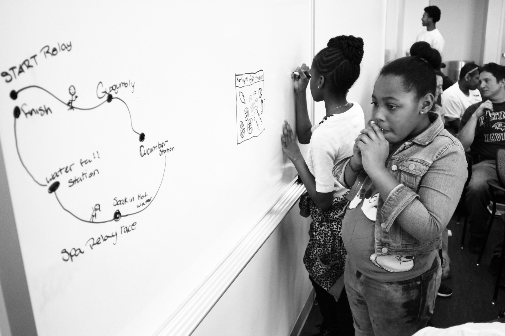 Mentor working with students